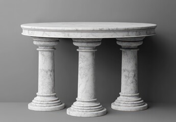 Obraz premium Elegant Marble Table with Three Decorative Columns and Smooth Finish