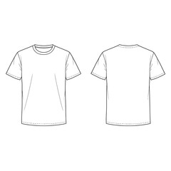 Unisex Plain T-Shirt Technical Drawing Template