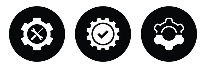 Vector setting or spinning wheel flat design icon. Gear wheel, gear icon set, setting symbol, cogwheel vector, mechanism gears icon, cogwheel and settings symbol isolated on white background