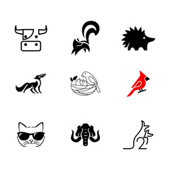 Set of minimalist animals logo design illustration