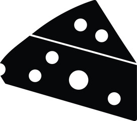 Minimalist cheese wedge silhouette isolated on transparent background