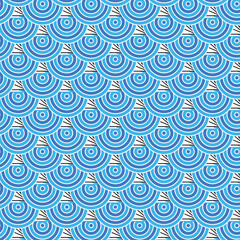 Fototapeta premium Japanese wave pattern blue and black geometric design. Seamless wave pattern background. Vector illustration.