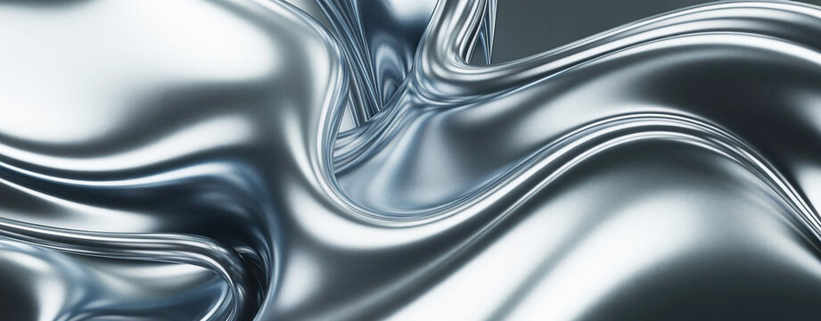 Abstract 3D render of a swirling liquid metal vortex on a white background.