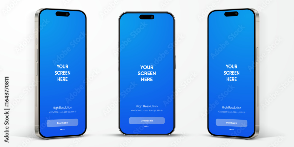 Poster realistic smartphone mockup. mobile phone vector with isolated on white background. device front vie