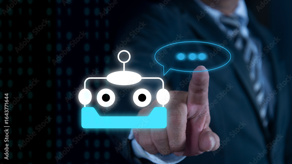 Aufkleber businessman chatting with chatbot application. artificial intelligence technology will automatically