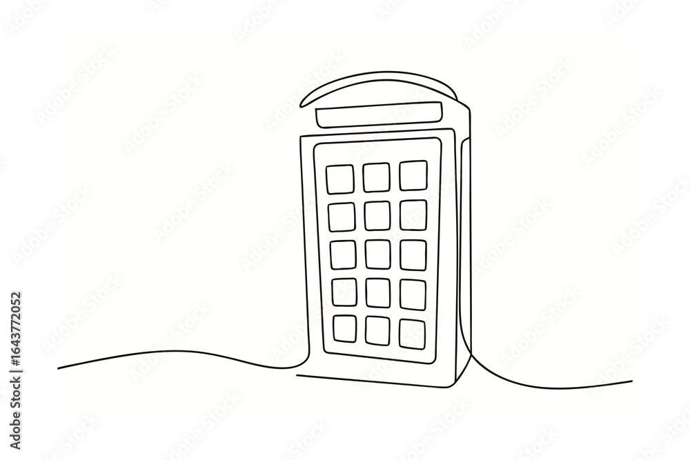 Poster minimalist single line drawing a calculator with a keypad calculation math