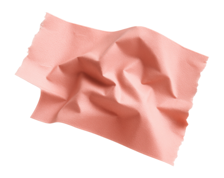 Crumpled pink matte adhesive tape with torn edges.