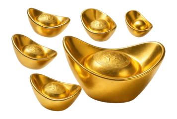 Shining Chinese gold ingots.