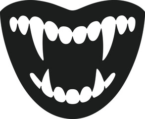 Vampire Fangs Silhouette Mouth Vector for Halloween Horror Designs