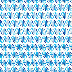 Geometric Blue Letter H Repeating Pattern