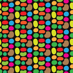 Colorful Abstract Pebble Arrangement on Black A Seamless Texture