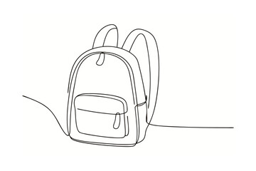 Minimalist single line drawing a school backpack vector