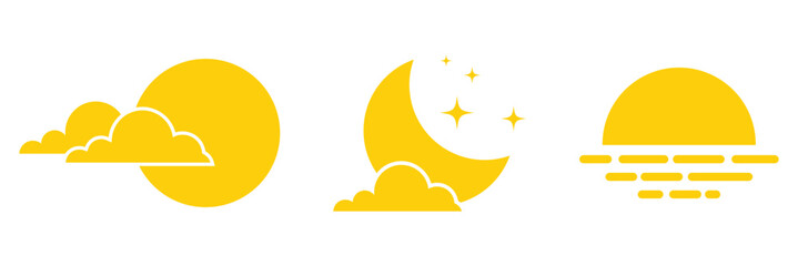 Sun, moon and sunset icon vector illustration isolated on white background