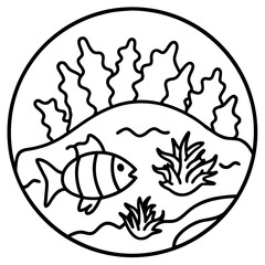 Great Barrier Reef line art vector