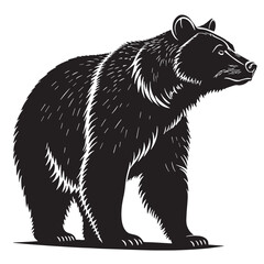 black black bear Silhouette Vector, High Quality Illustration on White Background