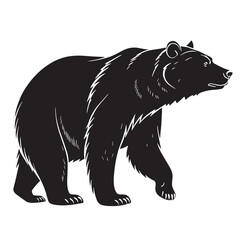 black black bear Silhouette Vector, High Quality Illustration on White Background
