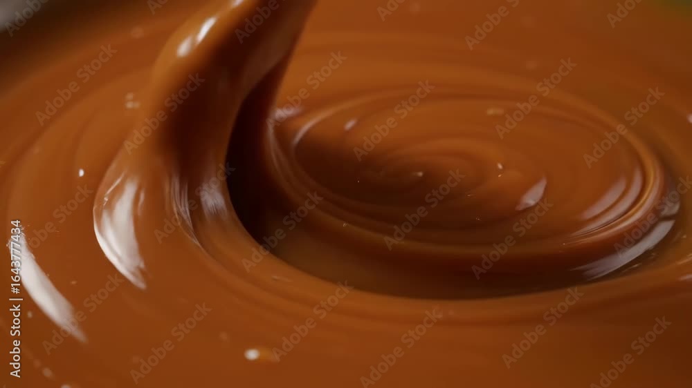 Poster swirling caramel texture - close-up macro shot of molten caramel creating a mesmerizing swirling pat