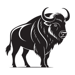 black bison Silhouette Vector, High Quality Illustration on White Background