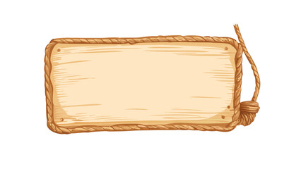 Wooden sign rope border blank wood plank hanging board with string for text message and information 100 char