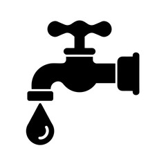 Minimalist water tap with falling drop symbolizing saving water - water efficiency - leakage prevention - household utility conservation - sustainable infrastructure