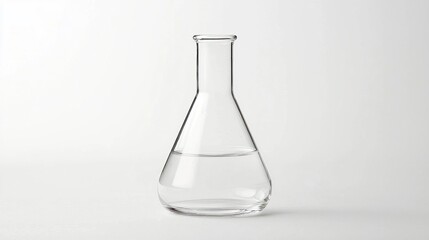 A clear glass beaker filled with water on a white background.