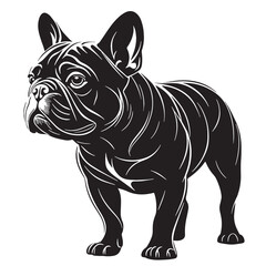 black bulldog Silhouette Vector, High Quality Illustration on White Background