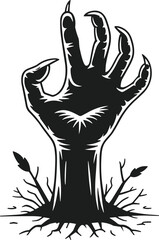 Zombie Hand Rising Silhouette Vector for Spooky Halloween Design