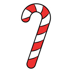 Red and white striped candy cane icon isolated on white background, Christmas treat