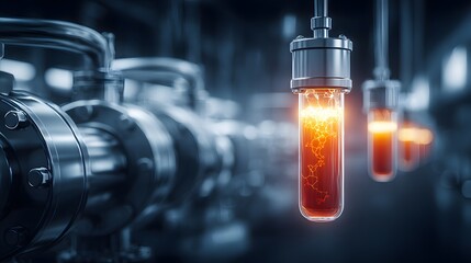 Closeup view of a green hydrogen fuel cell activating, showcasing its innovative design and clean energy potential.