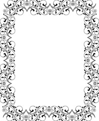 Vintage Ornamental Frame – Elegant Black Vector Border, PNG, 300 DPI 