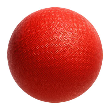Bright red rubber kickball with a classic diamond texture.