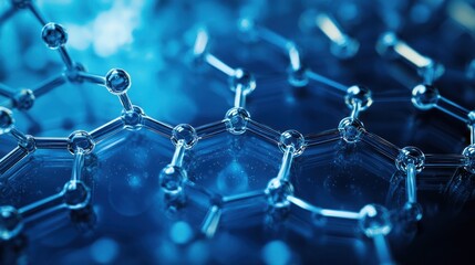 Glass molecular structure on a reflective surface.