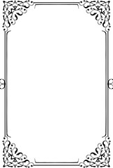 Vintage Ornamental Frame – Elegant Black Vector Border, PNG, 300 DPI 