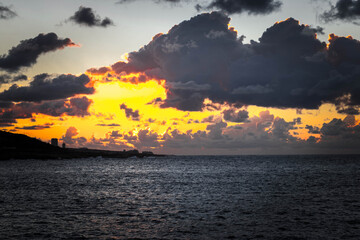 Beautiful sunset sky over sea.