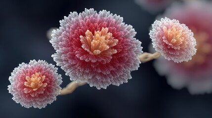 Exquisite closeup, frozen flower's delicate beauty in winter's embrace closeup