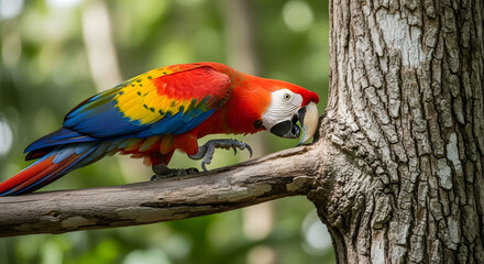 a beautiful macaw perched on a branch