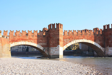 Castelvecchio Bridge across River Adige in Verona, Italy
