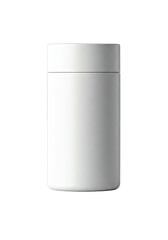 Empty white cylindrical container.