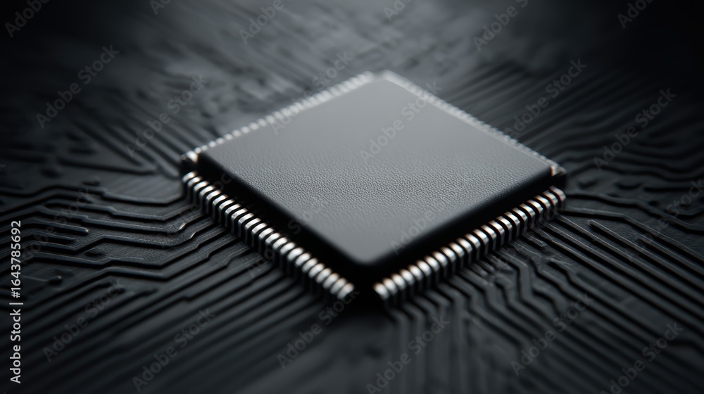 Poster intricate circuitry closeup, exploring the complex world of microchips and electronic components