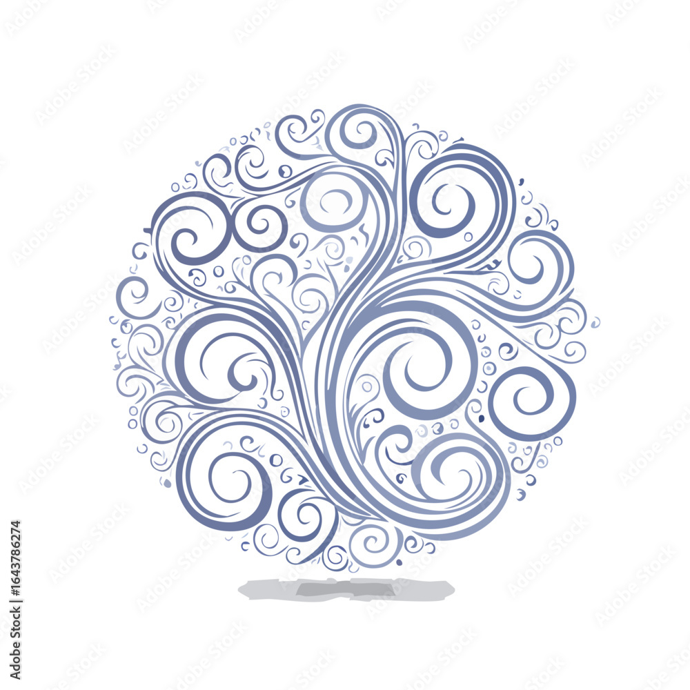 Poster abstract circular design with spirals and ornaments on dark background