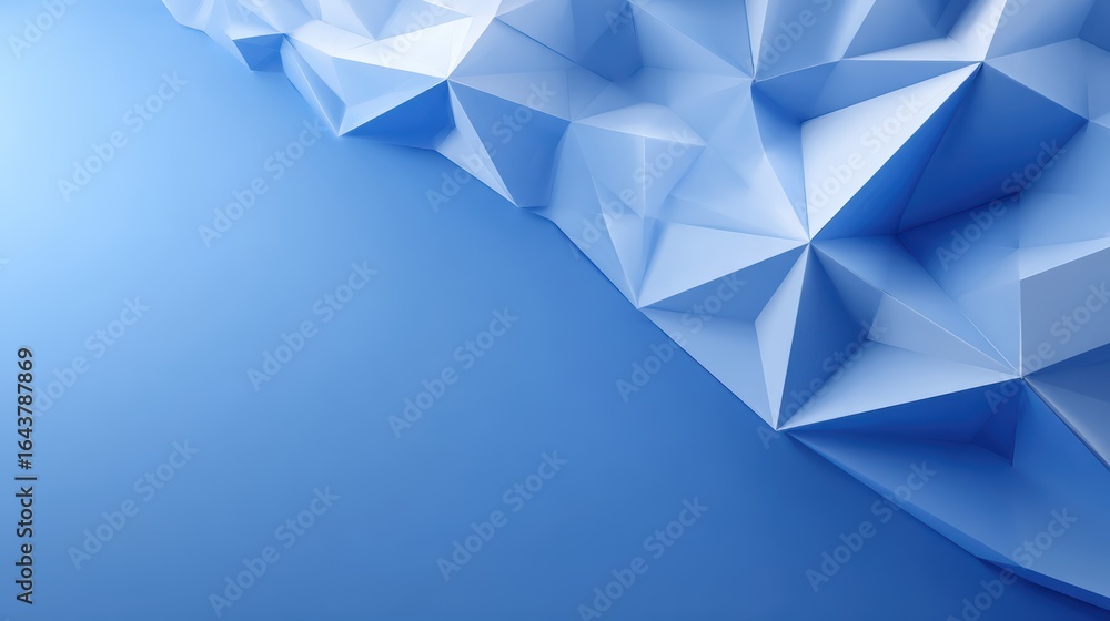 Poster dynamic triangular shapes on abstract blue background, a modern and futuristic design