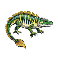 Fototapeta premium Hybrid creature with reptile and fish features illustration on dark background