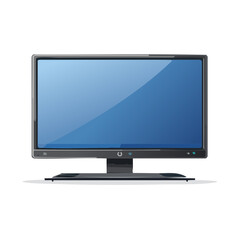 Fototapeta premium Modern computer screen with a glossy blue display isolated on black, featuring sleek design and a flat panel for digital content.