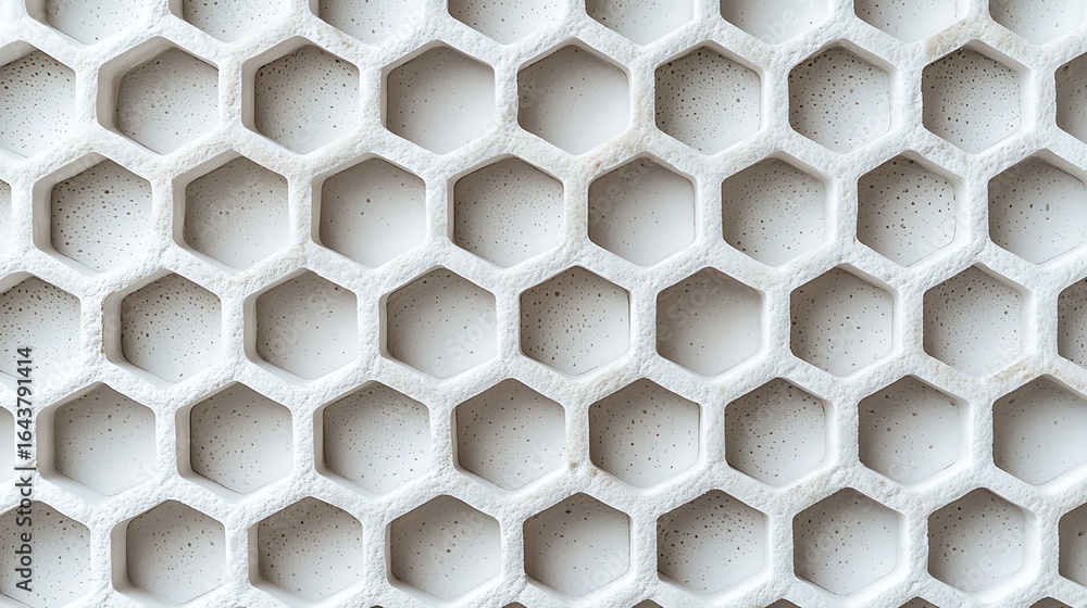 Poster a close-up view of a textured wall featuring a series of hexagonal patterns resembling a honeycomb s