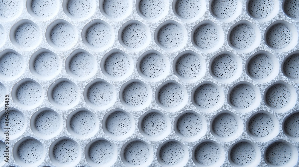 Poster a close-up view of a textured surface featuring circular indentations, showcasing a pattern of light