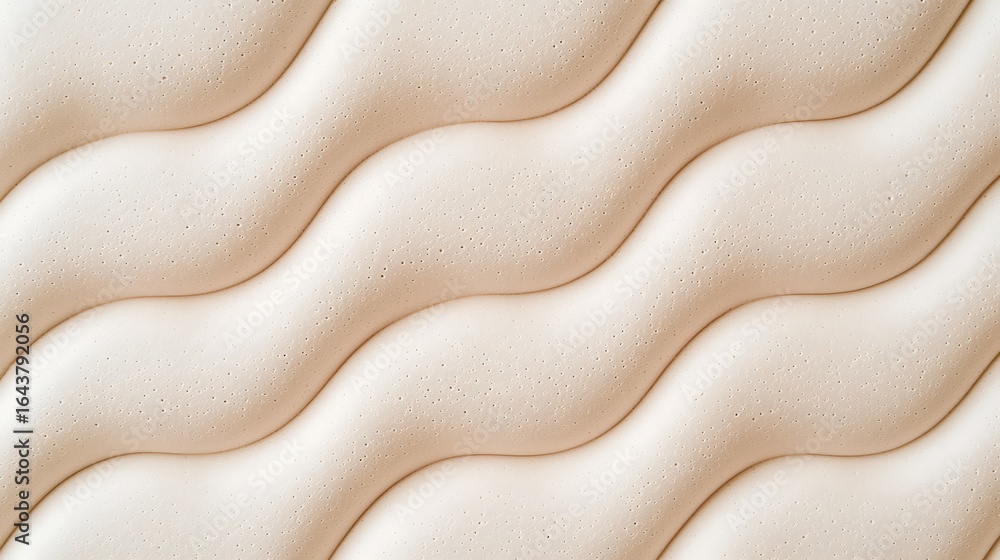Poster a close-up view of a textured, wavy surface, resembling foam or padding, featuring soft curves and a