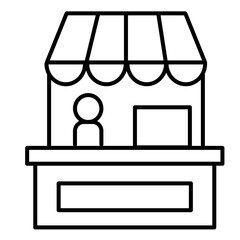 Small Market Stall Line Icon. Sales booth icon Vector illustration