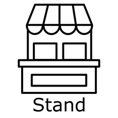 Small Market Stall Line Icon. Sales booth icon Vector illustration