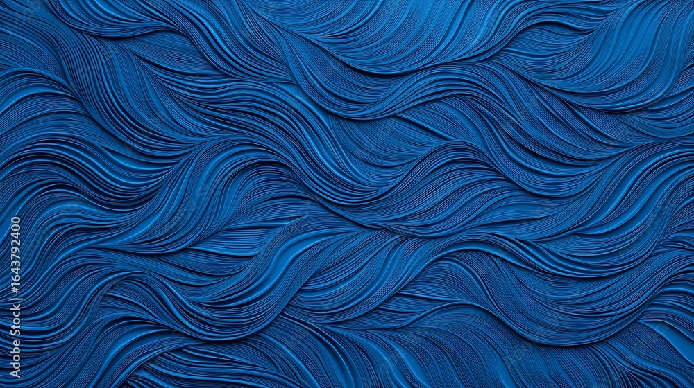 Poster a vibrant abstract design featuring flowing blue waves, creating a sense of movement and depth.