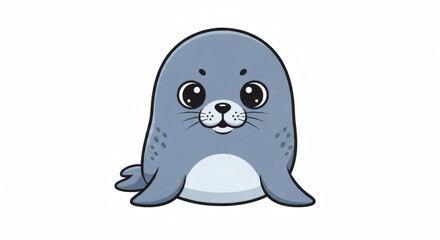 Fototapeta premium Cute Cartoon Adorable Seal Clipart Illustration Isolated on White Background